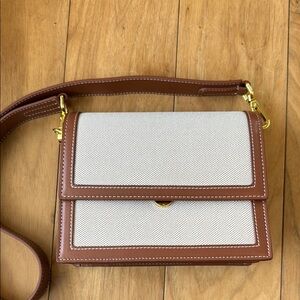 JW PEI mini flap crossbody in beige / canvas